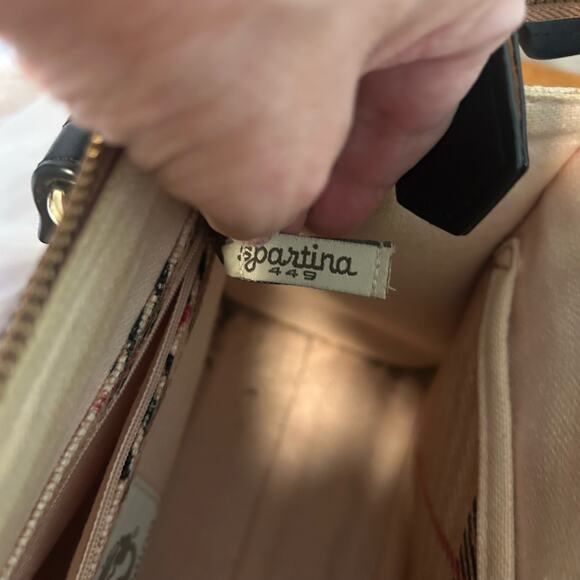 Spartina 449 Natural Linen Genuine Leather Bag Purse - Picture 8 of 11